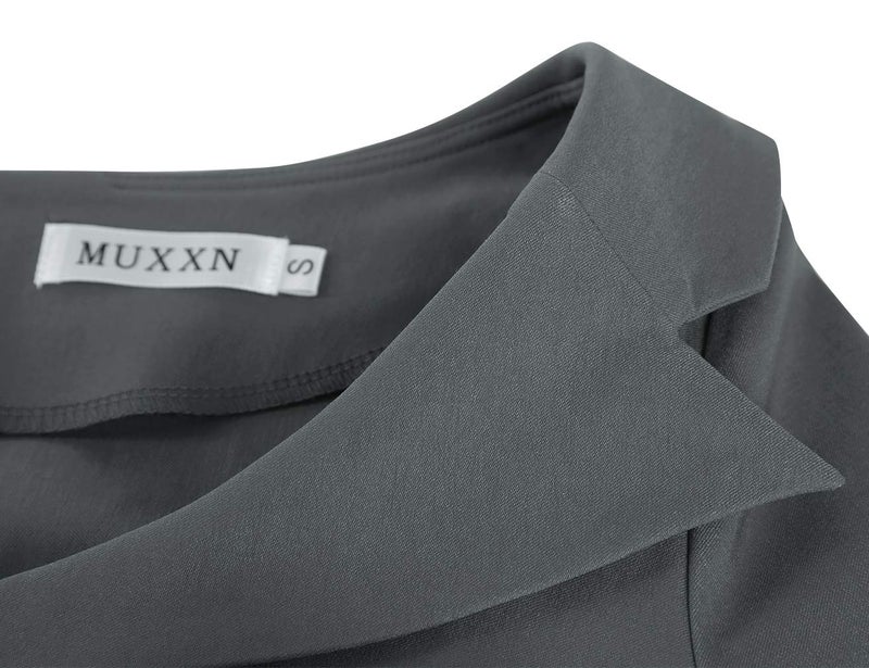 MUXXN Womens Spring Button Up High Stretch Formal Special Occasion Pencil Dress (Gray M) - Image 3